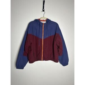 American Eagle Outfitters Color Block Fuzzy Lined Windbreaker Size XL